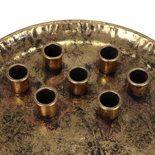Floristik24 Kerzenteller Metall Vintage Gold Stabkerzenhalter Ø30cm