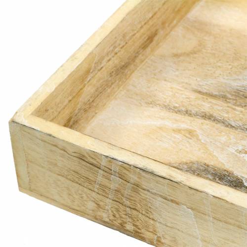 Floristik24 Holztablett quadratisch Weiß gewaschen 30×30cm/25×25cm 2er-Set