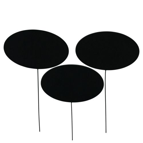 Artikel Deko Tafel Schwarz Oval Kreidetafel Holzstecker 10×6cm 12 Stk