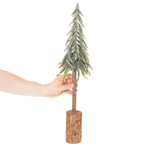 Kunstbaum Tanne geeist mit Holzsockel Winterliche Dekoration 60cm | Floristik24.de