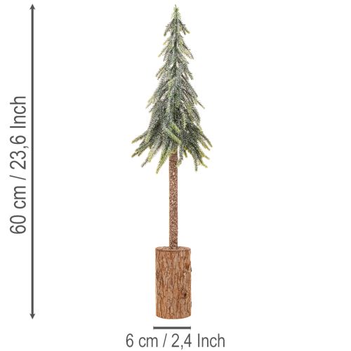 Kunstbaum Tanne geeist mit Holzsockel Winterliche Dekoration 60cm | Floristik24.de