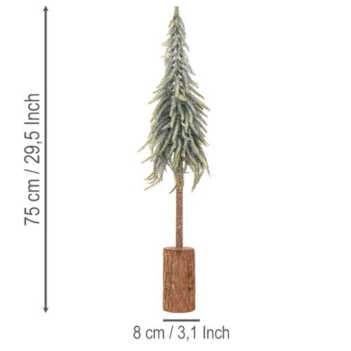 Tanne künstlich Geeister Deko Baum auf Holzsockel für Winterdeko und Weihnachten 75cm | Floristik24.de