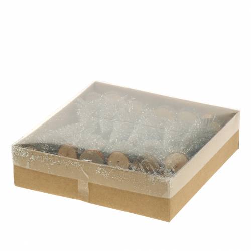 Floristik24 Deko-Tannenbaum Champagner Glitzer 8cm 24 St