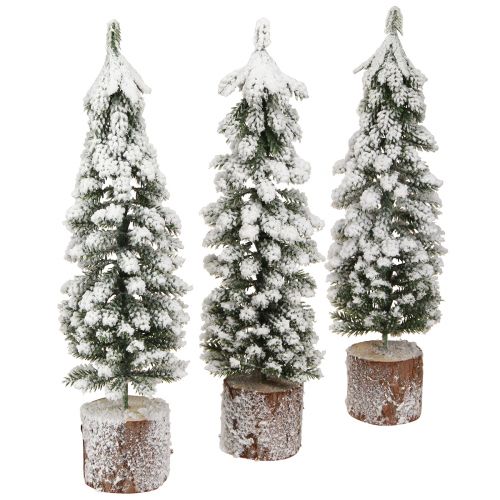 Floristik24 Tannenbaum Deko mit Schnee Grün Weiß Ø6cm H30cm 3St