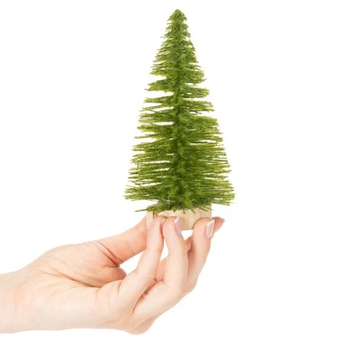 Künstlicher Tannenbaum mit Holzfuß klein 16cm 6St | Floristik24.de