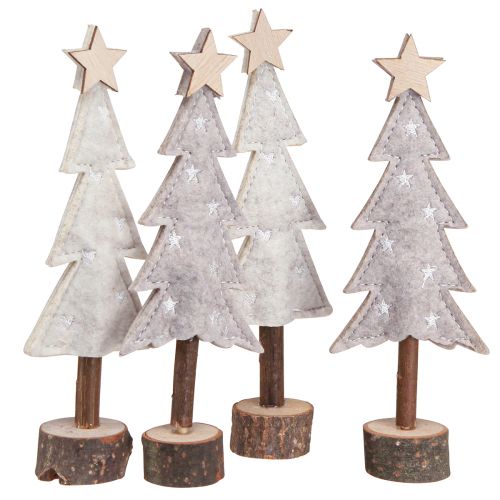 Floristik24 Tannenbaum aus Filz Deko mit Stern Creme Beige 18cm 4 St