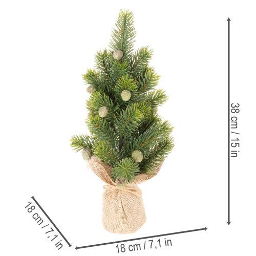 Tannenbaum künstlich im Jutesack Kleine Tischdeko Mini Weihnachtsbaum 38cm | Floristik24.de