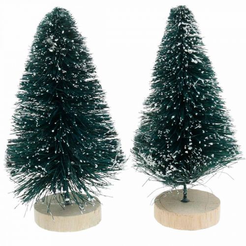 Floristik24 Mini-Tanne beschneit, Winterdeko, Weihnachtsbaum H9,5cm Ø5cm 2St