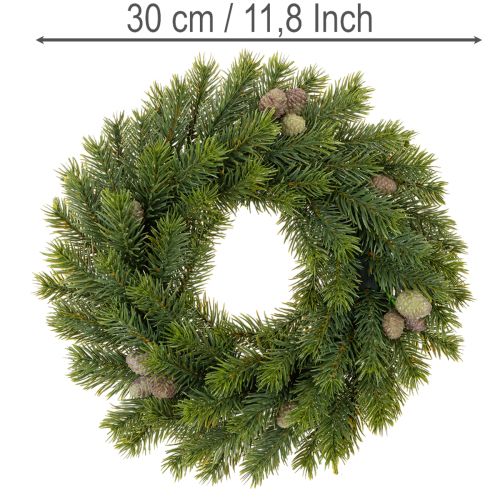 Künstlicher Tannenzweig Kranz mit Zapfen für Tür oder Tisch 30cm | Floristik24.de