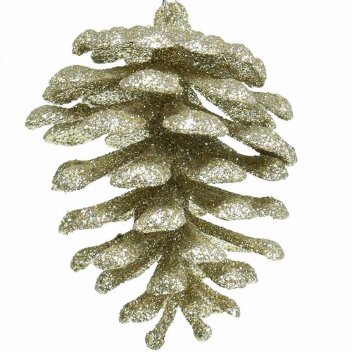 Floristik24 Christbaumschmuck Deko Zapfen Glitter Champagner H7cm 6 St