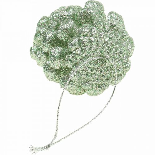 Floristik24 Christbaumschmuck Deko Zapfen Glitter Mint H7cm 6St