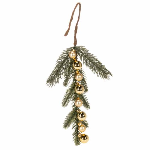Artikel Künstlicher Tannenzweig mit goldfarbenen Mini-Christbaumkugeln 46cm 2St