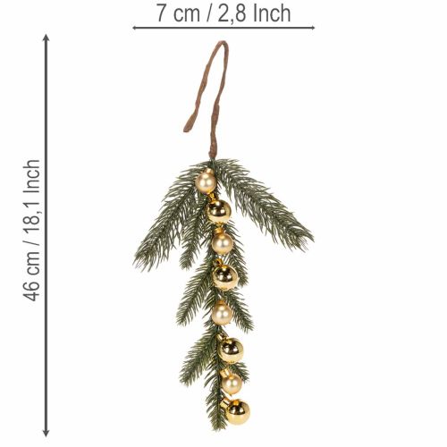 Artikel Künstlicher Tannenzweig mit goldfarbenen Mini-Christbaumkugeln 46cm 2St