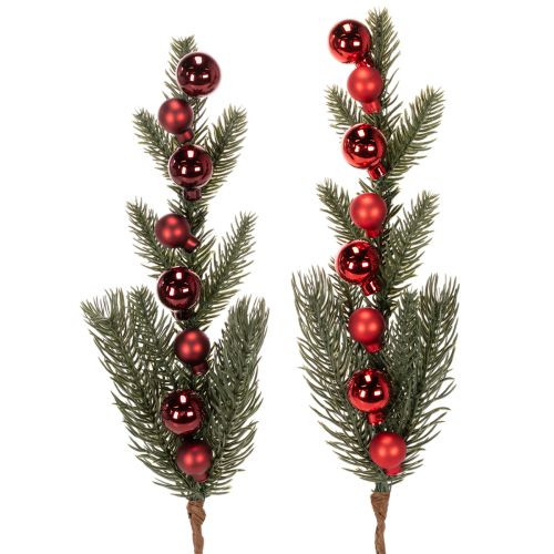 Tannenzweig künstlich mit Weihnachtskugeln 48cm 2St kaufen | Floristik24.de