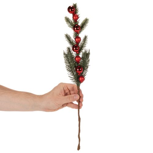 Tannenzweig künstlich mit Weihnachtskugeln 48cm 2St | Floristik24.de