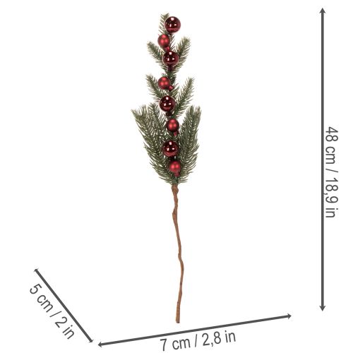 Tannenzweig künstlich mit Weihnachtskugeln 48cm 2St | Floristik24.de