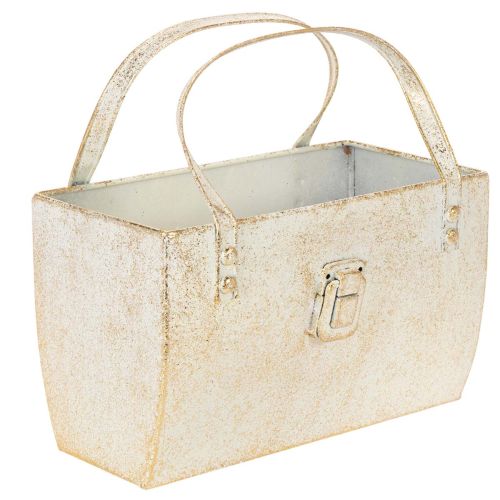 Metall-Tasche Dekogefäß rechteckig 26cm Gold kaufen | Floristik24.de