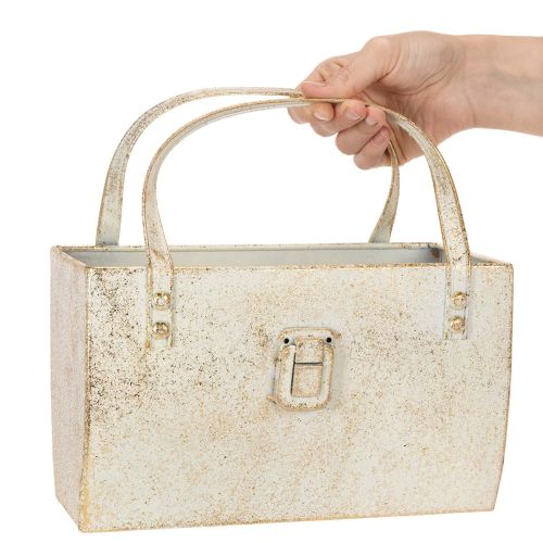 Metall-Tasche Dekogefäß rechteckig 26cm Gold | Floristik24.de