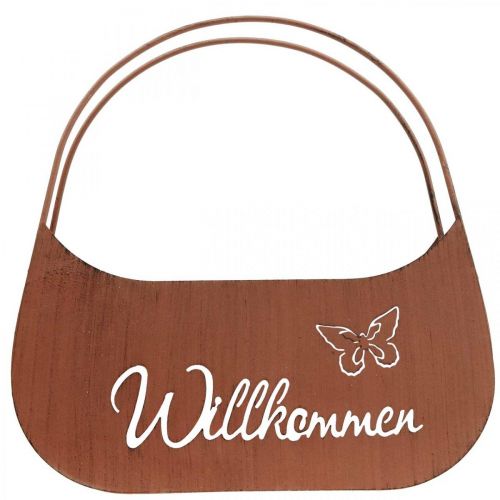 Floristik24 Dekoschale Metall Willkommen Schmetterling Deko Rost 25cm