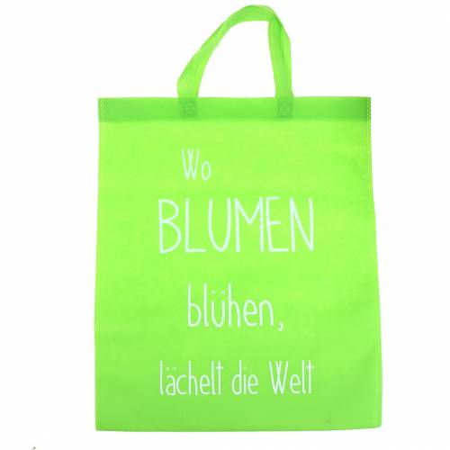 Floristik24 Tragetasche Grün "Wo Blumen blühen..." 38cm x 46cm 24St