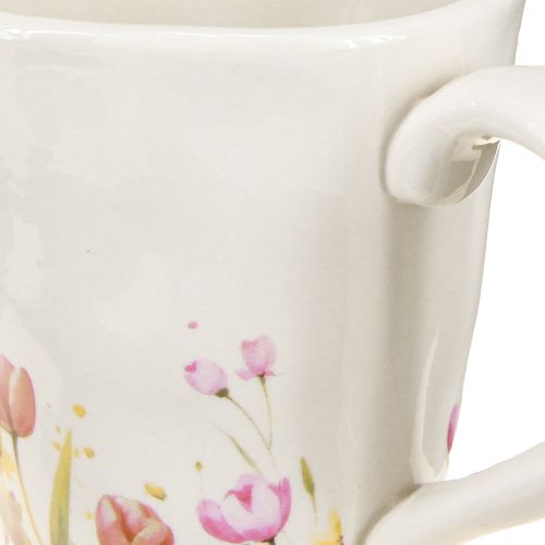Artikel Pflanztasse Keramik Blumenmotiv für nostalgische Frühlingsdeko Pflanzenliebhaber 10,5cm