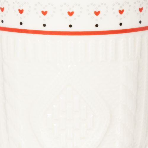Kaffeetasse mit rotem Henkel Strickmuster und Herz Dekor Keramik 9cm 2St | Floristik24.de