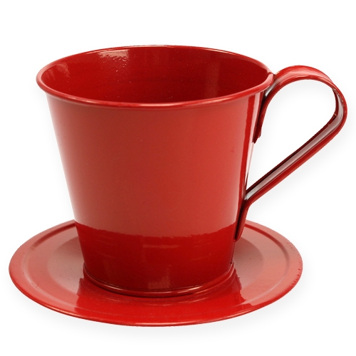 Floristik24 Tasse mit Teller Ø9cm H8cm 6St. farbig sortiert