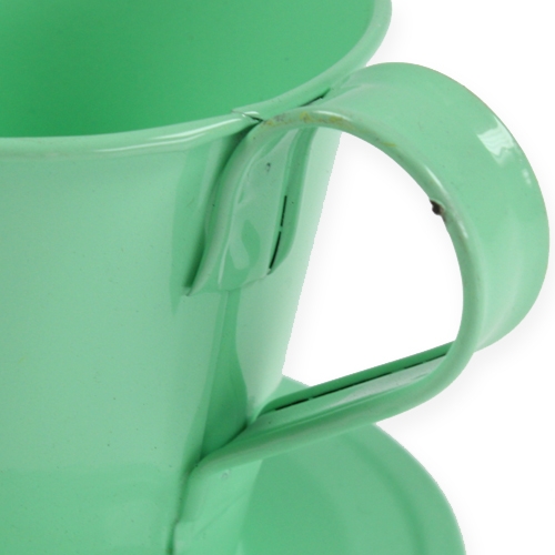 Floristik24 Deko-Tasse mit Teller Pastellgrün Ø9cm H8cm