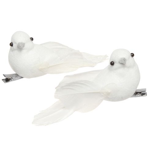Taubenpaar mit Clip Hochzeitsdeko Deko Tauben 10cm 2 St