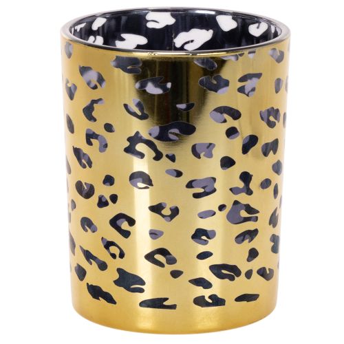 Windlicht Glas Leopardenmuster für Tischdeko 12cm