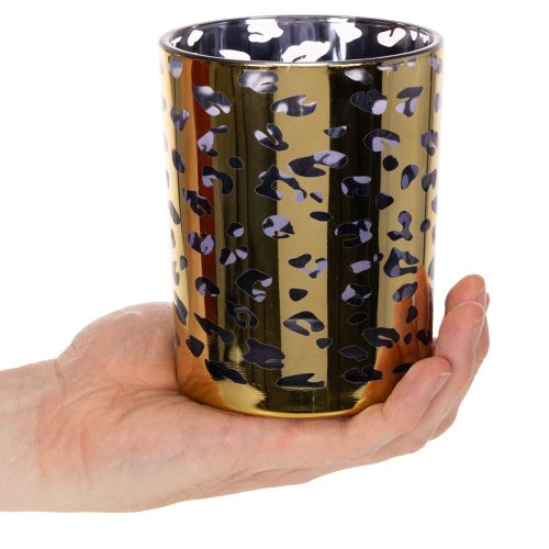 Windlicht Glas Leopardenmuster für Tischdeko 12cm | Floristik24.de