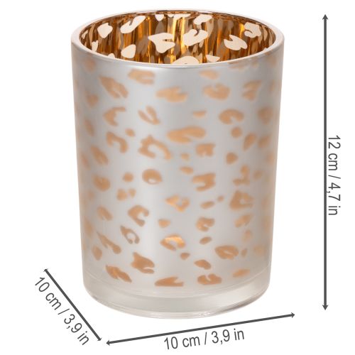Artikel Windlicht Glas mit Leopardenmuster für Teelicht 12cm