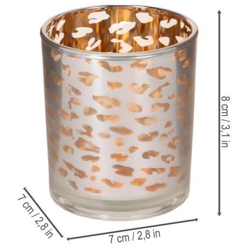 Windlicht Glas Leopardenmuster zweifarbig 8cm | Floristik24.de