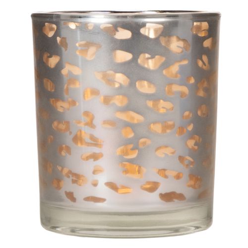 Windlicht Glas Leopardenmuster zweifarbig 8cm | Floristik24.de