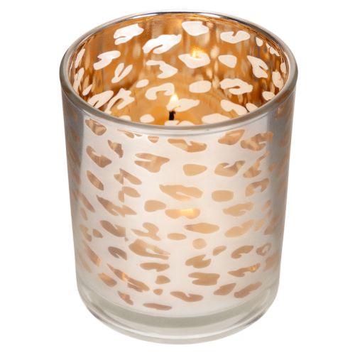 Windlicht Glas Leopardenmuster zweifarbig 8cm | Floristik24.de