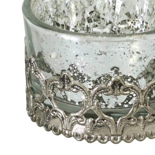 Floristik24 Teelichtglas Silber Ø5cm H3,5cm 1St