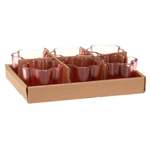 Artikel Teelichthalter Blume Teelichtglas Rosa Ø7,5cm H6cm 6St