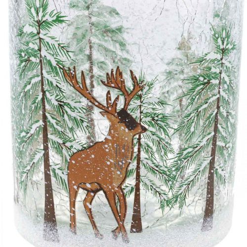 Floristik24.de Teelichthalter Glas Weihnachten Crackle Teelichtglas  H13cm-646277