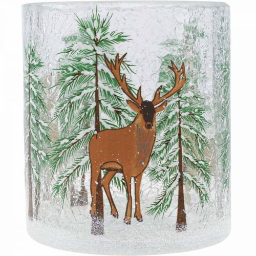 Floristik24.de H10cm-646278 Glas Weihnachten Crackle Teelichtglas Teelichthalter
