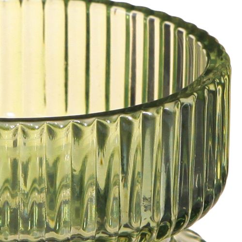 Artikel Teelichthalter Glas Deko Geriffelt Grün Ø9cm H7cm 4 St