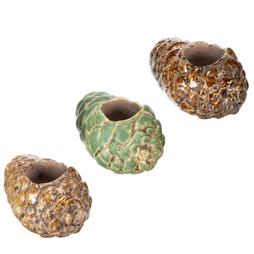 Stabkerzenhalter Tannenzapfen Design Kerzenhalter 8cm 3St | Floristik24.de