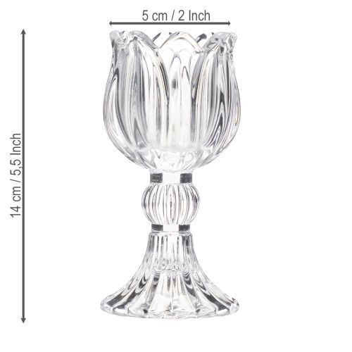Artikel Kerzenhalter aus Glas im Blumenmuster für elegante Tischdekoration 14cm 2St