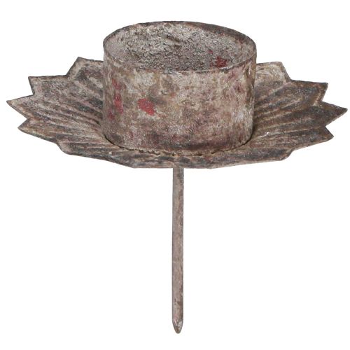 Floristik24 Teelichthalter Vintage Teelicht zum Stecken Grau Ø9cm H8,5cm 4St