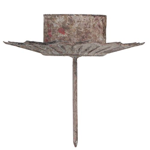 Floristik24 Teelichthalter Vintage Teelicht zum Stecken Grau Ø9cm H8,5cm 4St