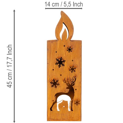 Teelichthalter Weihnachten Edelrost Kerze Hirsch 45x14cm | Floristik24.de