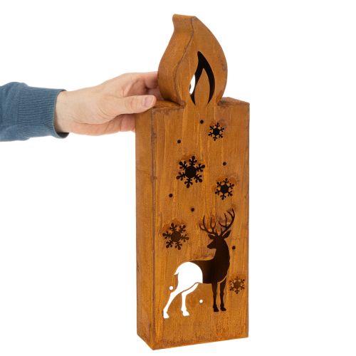 Teelichthalter Weihnachten Edelrost Kerze Hirsch 45x14cm | Floristik24.de