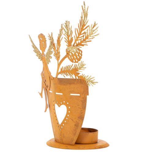 Teelichthalter Weihnachten Engel Deko Rost Deko Ø8cm H18cm | Floristik24.de
