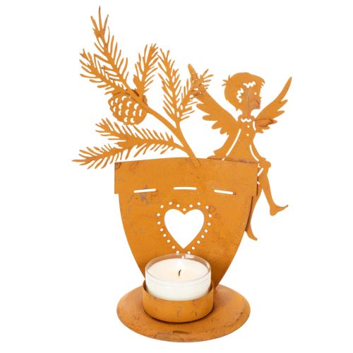 Teelichthalter Weihnachten Engel Deko Rost Deko Ø8cm H18cm | Floristik24.de