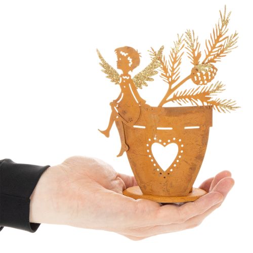 Teelichthalter Weihnachten Engel Deko Rost Deko Ø8cm H18cm | Floristik24.de