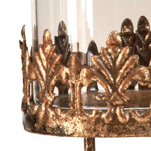 Floristik24 Teelichthalter mit Glas zum Stecken Antik Optik Gold Ø5,5cm 4St